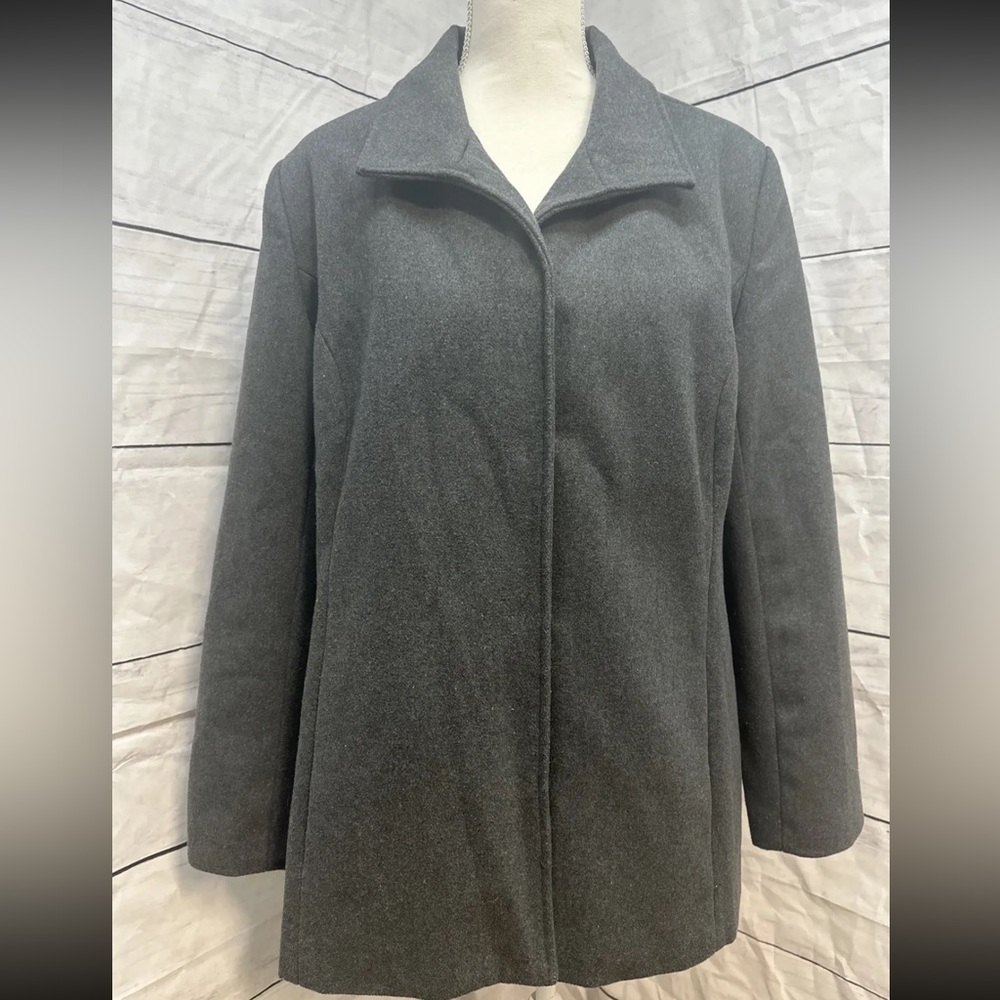 Tudor Court Women's Blazer Size L Gray Solid Polyester Blend Open